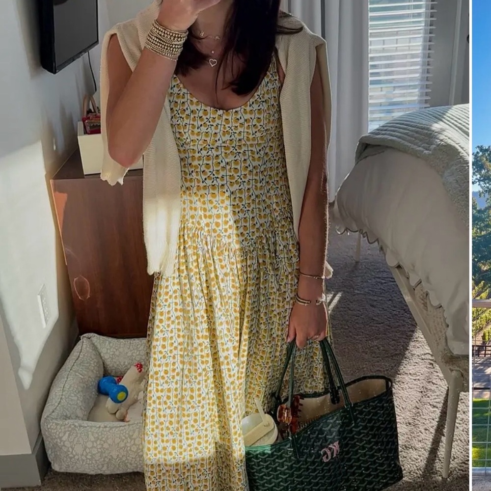 Staud Dena Yellow Lemon Print Maxi Dress - Size 10 - Picture 10 of 10